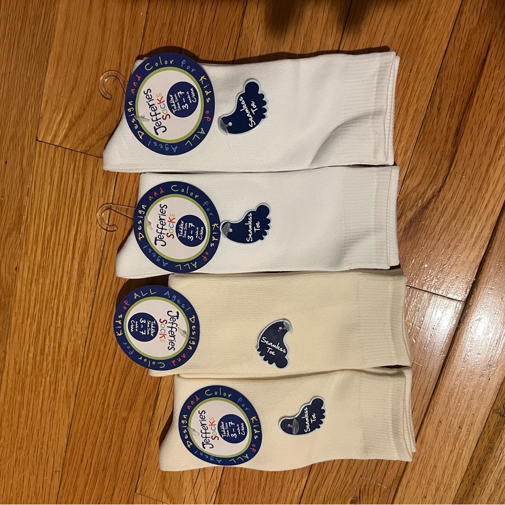 White and Cream Jefferies high knee socks baby toddler